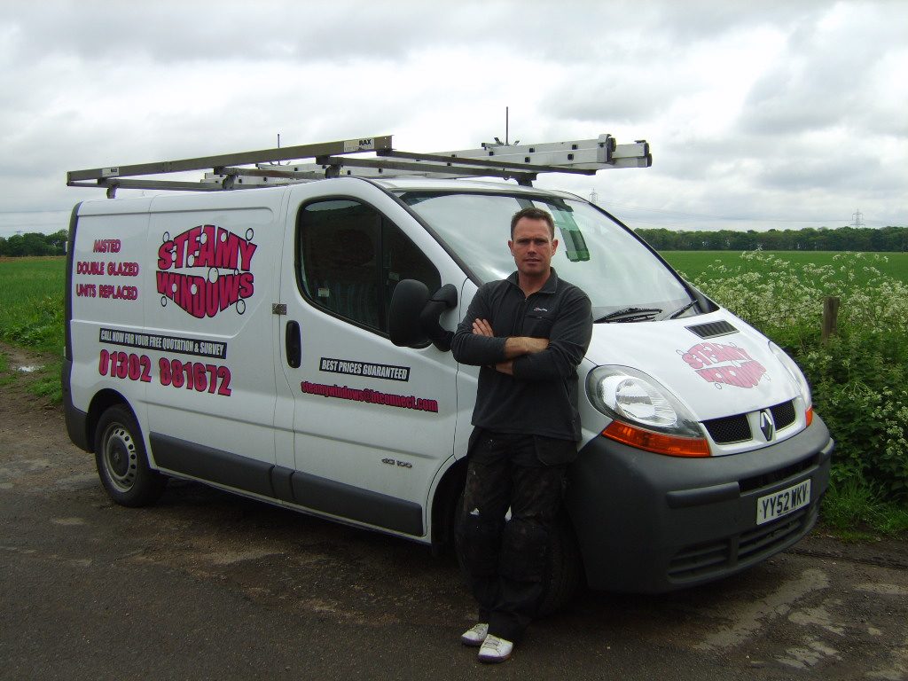 The Steamy Windows van and proprietor on a job near Doncaster